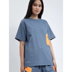 Voices of Insiders Unisex Pocket Sweatshirt Tee in Denim Blue, Size Medium